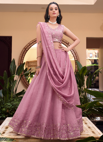 Amazing Onion pink Designer Bollywood silk Bridal and party lehenga choli